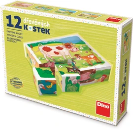 Dřevěné kostky Na farmě – 12 kostek