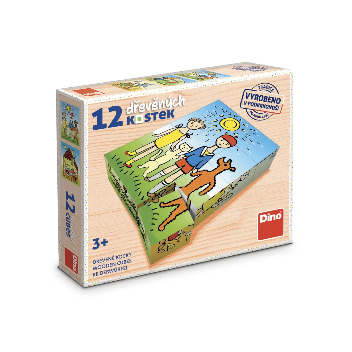Dřevěné kostky Pejsek a kočička – 12 kostek - slide 2