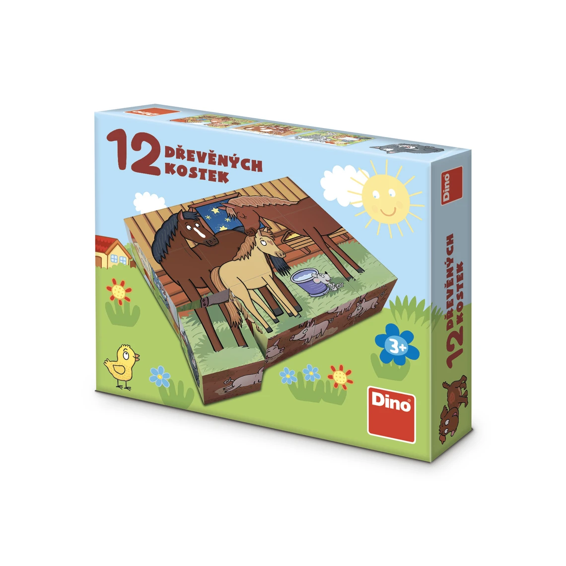Dřevěné lic. kostky Domácí zvířátka – 12 kostek - slide 0