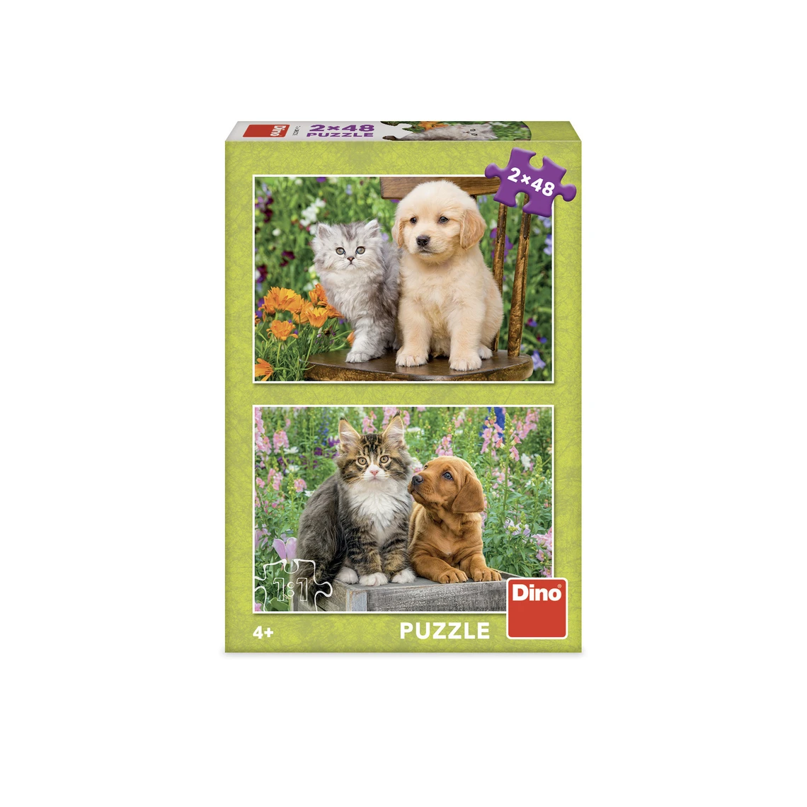 Puzzle Pejsek a kočička na zahradě 2x48 dílků - slide 1