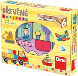 Dřevěné kostky Dopravní prostředky – 6 kostek 