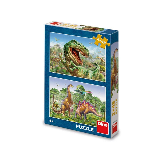 Puzzle Souboj dinosaurů 2x48 dílků - slide 0