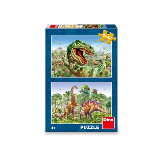Puzzle Souboj dinosaurů 2x48 dílků - slide 1