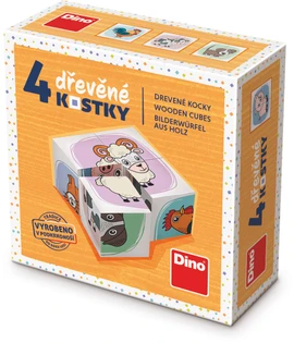 Dřevěné kostky Zvířátka – 4 kostky