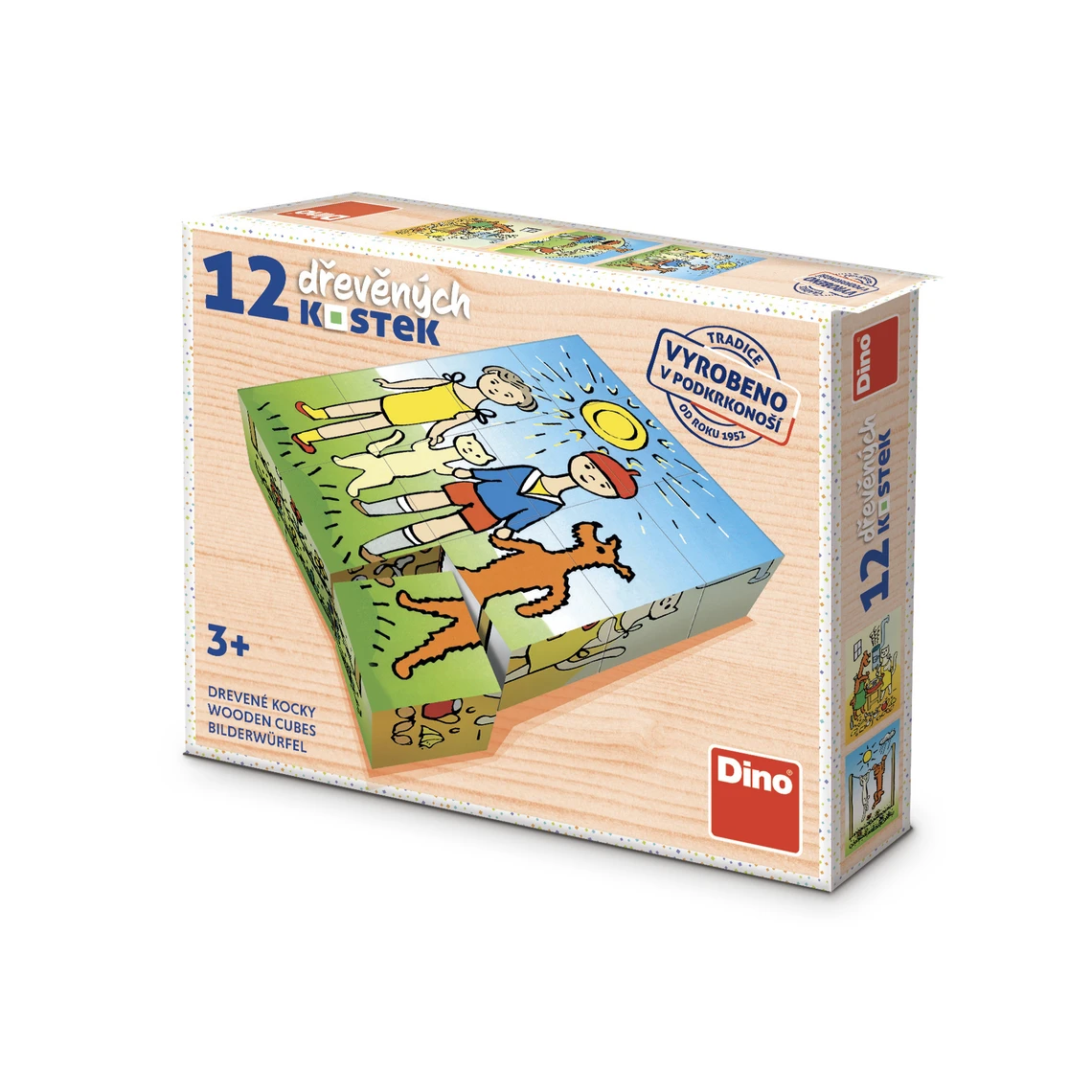 Dřevěné kostky Pejsek a kočička – 12 kostek - slide 0